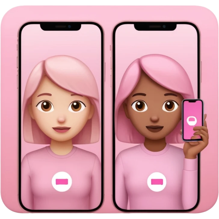 pink video call between 2 people on different phone emoji