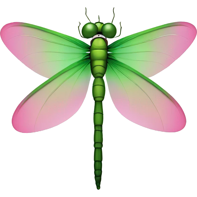 Cartoonish green and pink dragonfly emoji