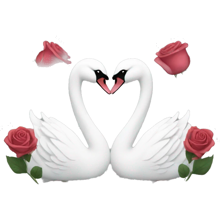 Swans facing each other with a rose in the middle  emoji