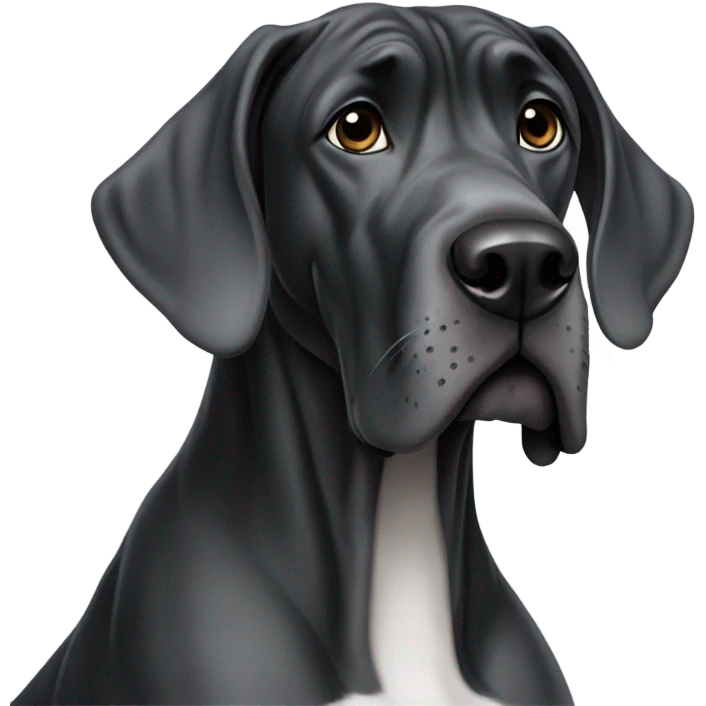 Black Great Dane grey face  emoji