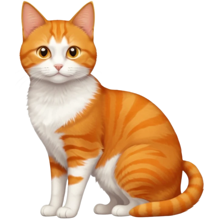 full body orange domestic shorthair slim cat with yellow/orange eyes with a white triangle on his nose emoji