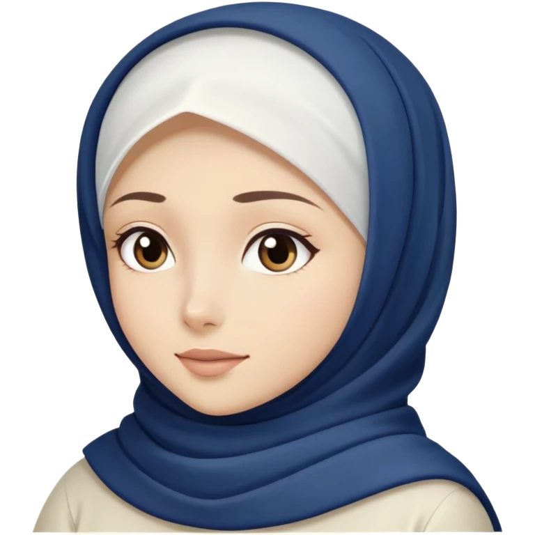 White hijab girl with dark blue hijab emoji