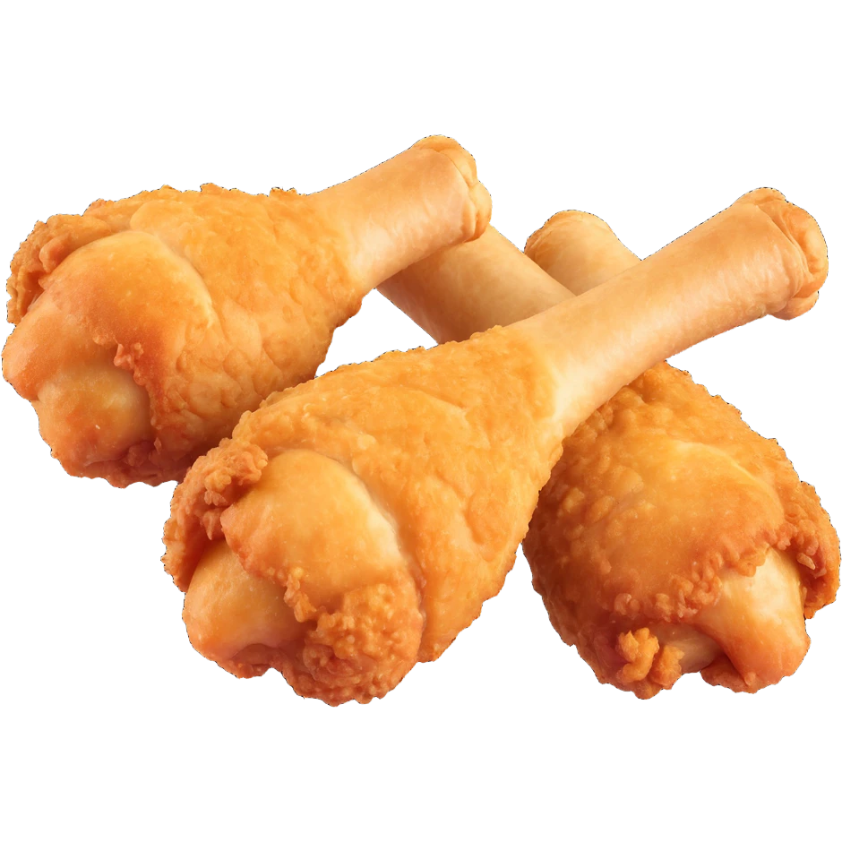 fried chicken drumsticks inspired by KFC, crispy golden brown, appetizing, isolated emoji