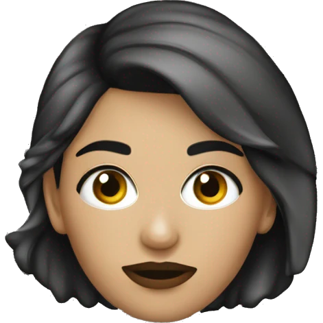 Mujer joven con el cabello lacio y corto de color negro. labios gruesos ojos marrones de tez blanca y su tono frio emoji