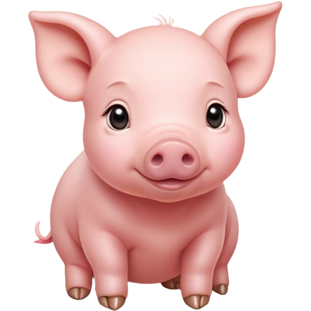Cinematic Noble Piglet Portrait Emoji, Poised and regal, with a tiny, delicate build and a soft, smooth rosy-pink hide, deep-set soulful beady eyes, Simplified yet sharp and sophisticated features, highly detailed, glowing with a gentle, dignified glow, high shine, intelligent and endearing, stylized with an air of miniature nobility, focused and attentive, soft glowing outline, capturing the essence of a watchful and confident little piglet, so majestic it feels as though it could scamper out of the screen with effortless authority! emoji