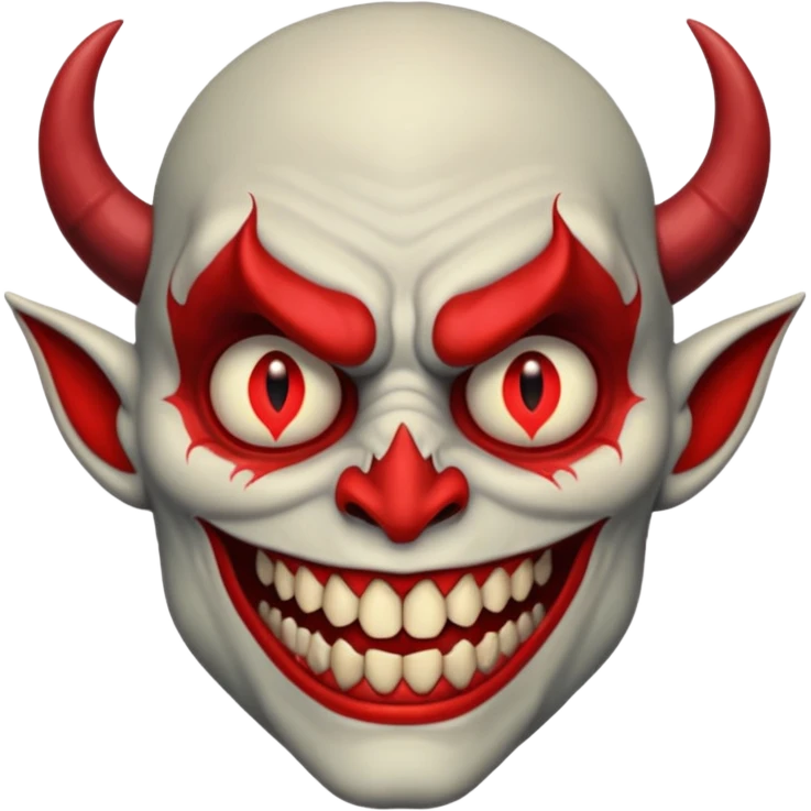 alastor the demon, smiling with his evil red eyes and long evil red teeth, looking evil and demonic and horrible and like a demon. emoji