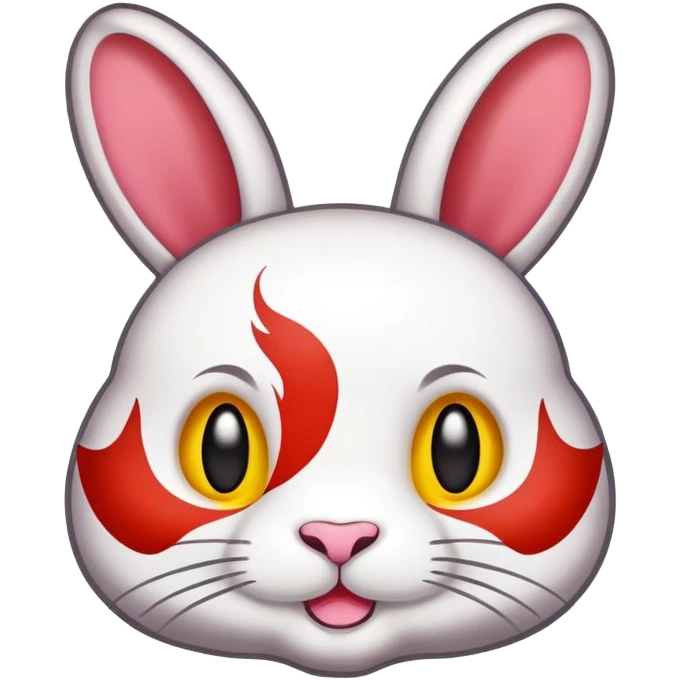 Sichuan Rabbit Head with spices specialty food, simplified emoji style with bold outlines and bright colors, cartoon style unique local delicacy emoji