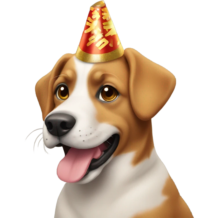 Dog celebrating New Year’s Eve emoji