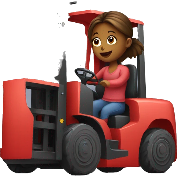 Girl on a red forklift emoji