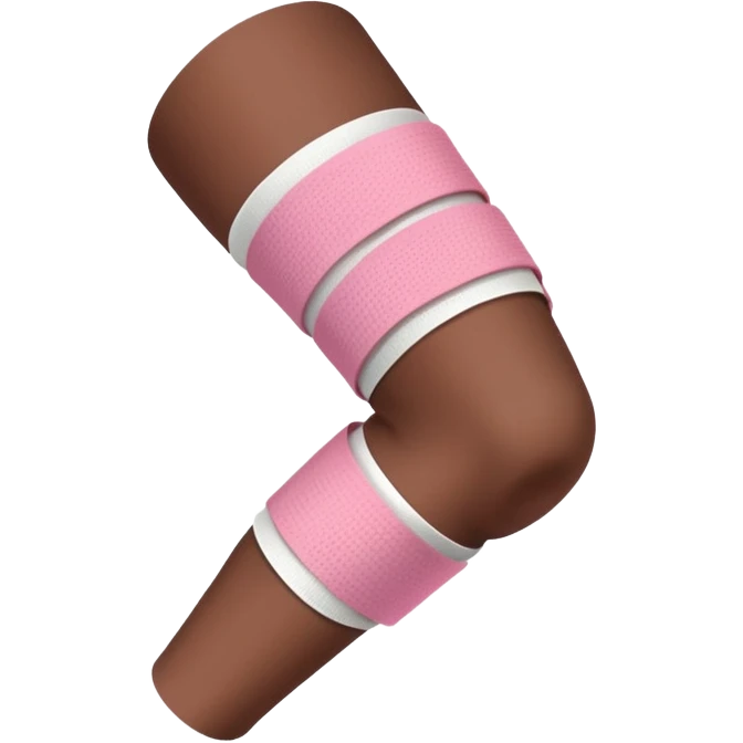 A pink bandage wrap on a knee dark skin color emoji