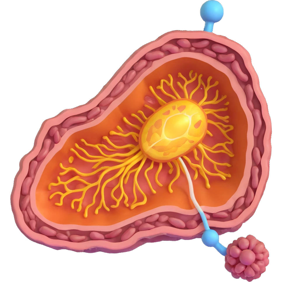 3D cross-section of a biological membrane with organelles, visible phospholipid bilayer, proteins, cholesterol, carbohydrate chains, surrounding mitochondria, endoplasmic reticulum, nucleus, rendered with depth, labeled components, educational and realistic style emoji