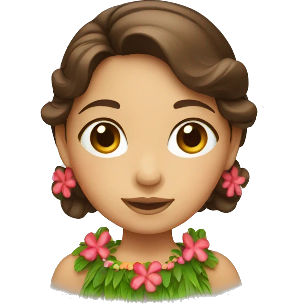 Hawaiian hula girl with brown hair emoji