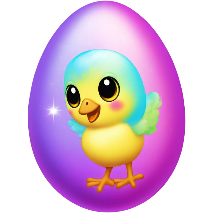 Lisa frank pastel sparkle easter egg chick emoji