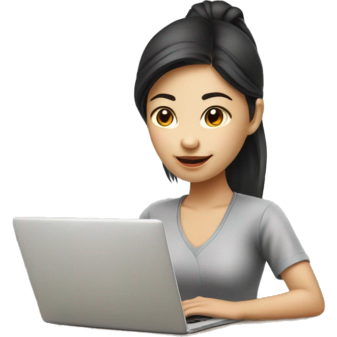 Graphic Designer asian girl with laptop emoji