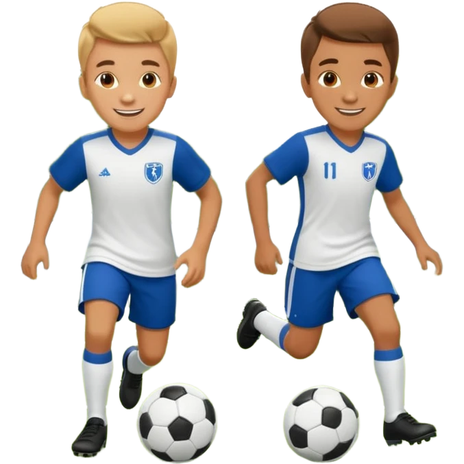 two brothers playings soccer in a park
 emoji