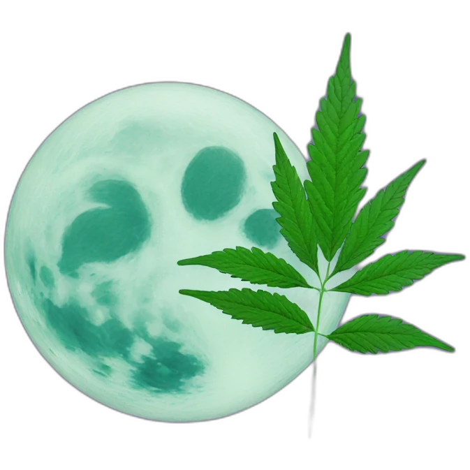 Moon holds cannabis emoji