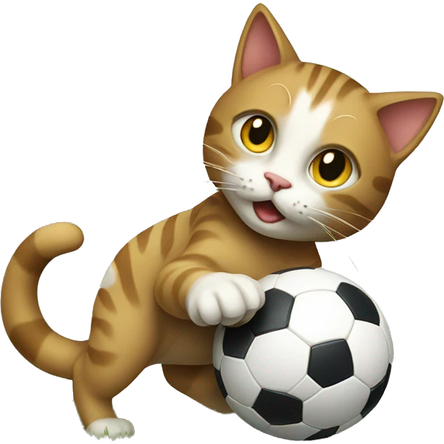 Cat kicking soccer ball emoji