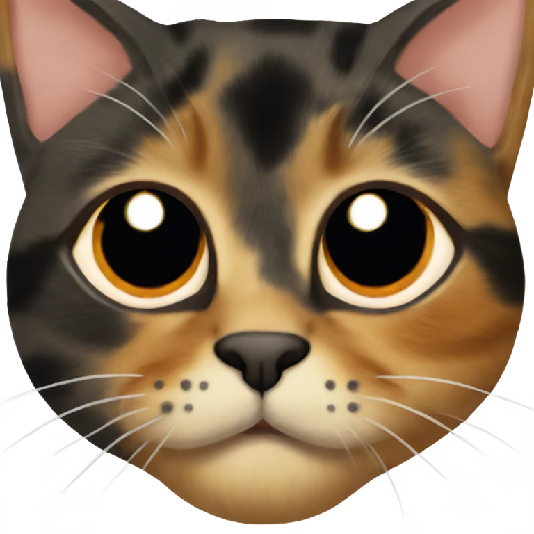 Tortie cat with a split face. One side of the face is orange and the other is black emoji