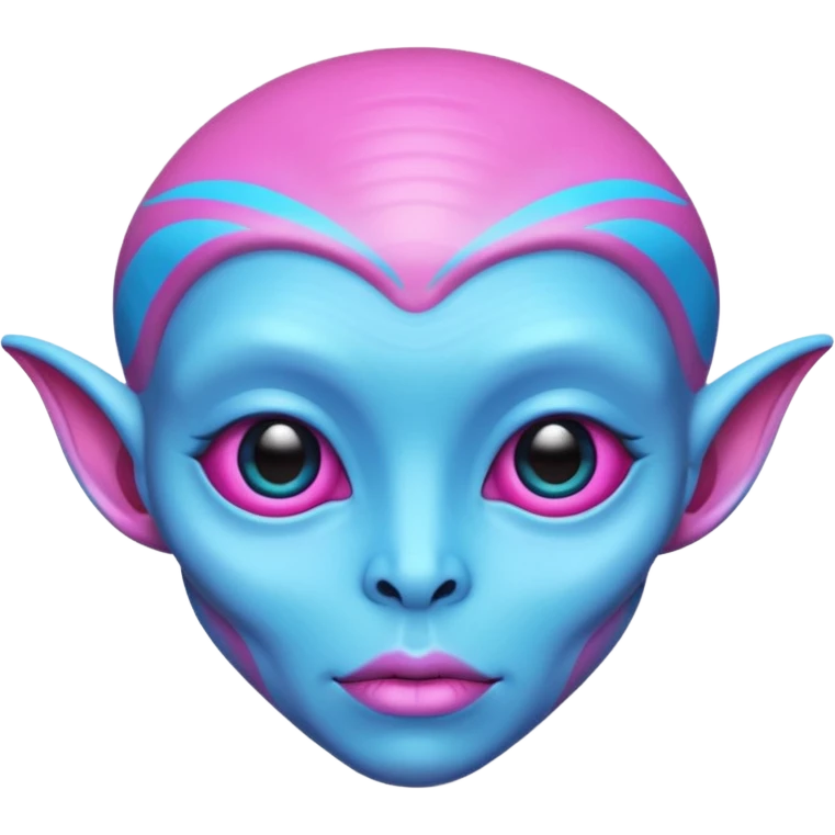 alien living in desert, pink/blue colorful, accessories, just face  emoji