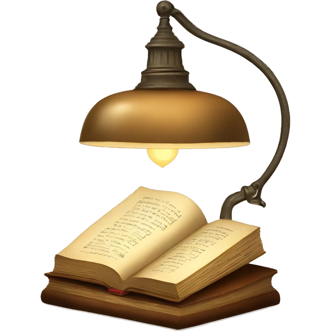 vintage lamp with open book emoji