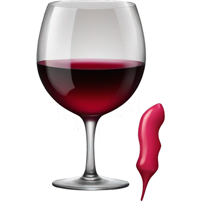 Glass of red wine with lipstick print on emoji