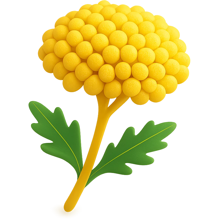 Create a 3D iOS style illustration of a yellow flower that is realistic and vibrant, with a soft shadow, on a transparent background. emoji
