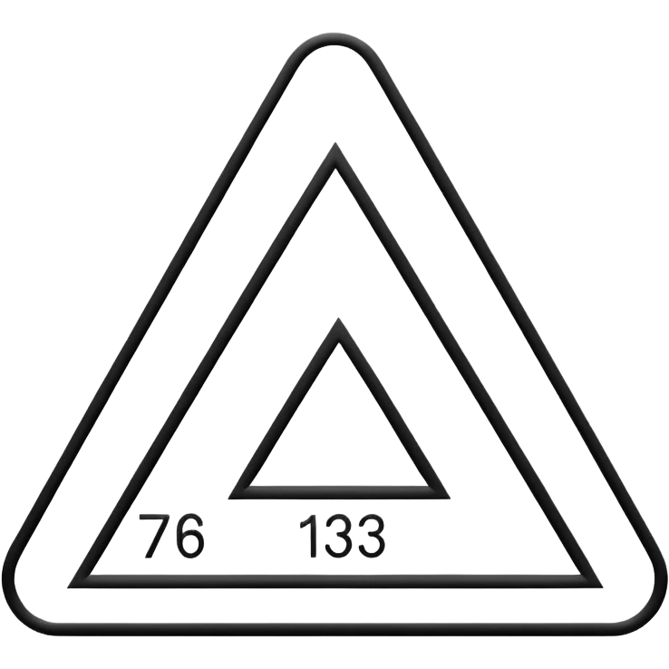 Minimalistic flat vector icon, iOS style, thin black contour on white background. Triangle with numbers inside, symbolizing equations. No text, no shadows emoji