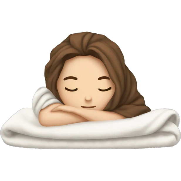White Girl brown hair sleeping in folded blanket  emoji
