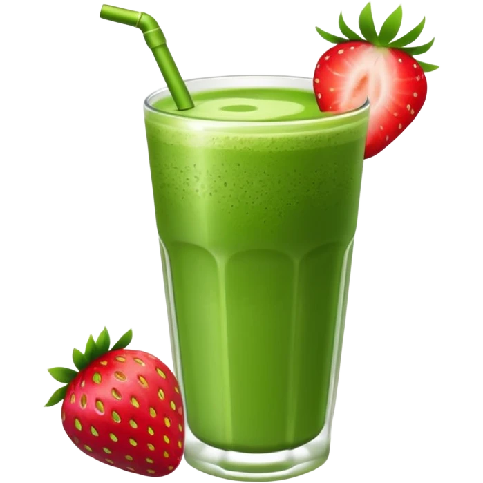 Matcha drink with a strawberry  emoji