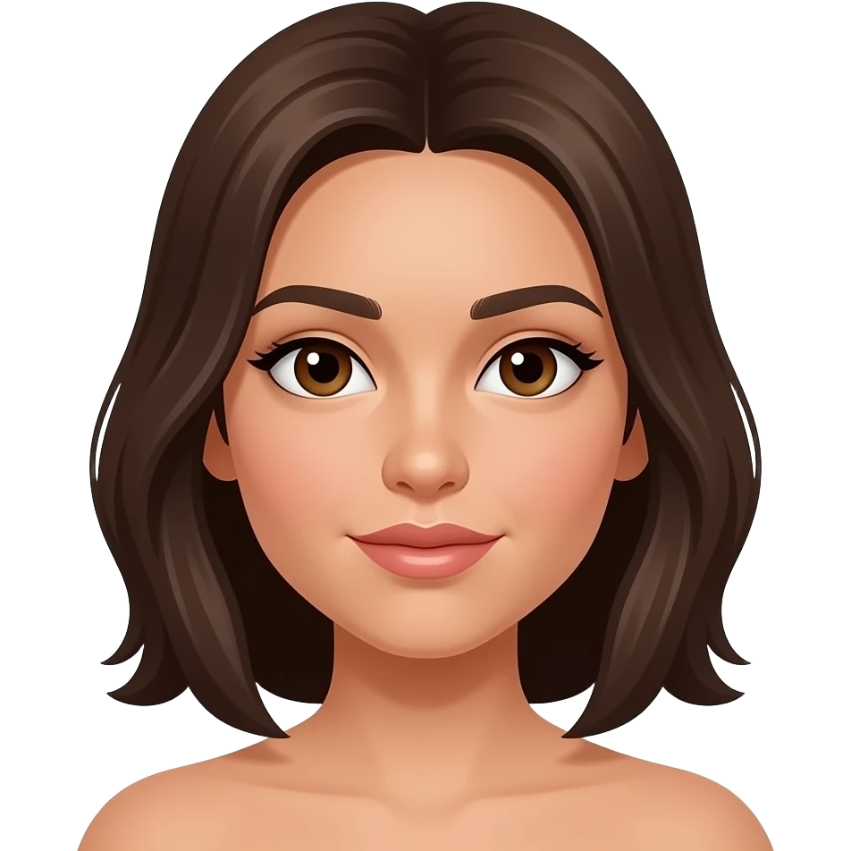create a girl with a dark hispanic tone with meidum length brown hairemoji with brown hair small brown eyes with medium type lips emoji