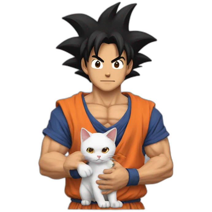 Goku holding a cat emoji
