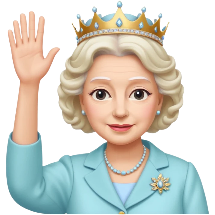 Queen Elizabeth waves in pastel clothes emoji
