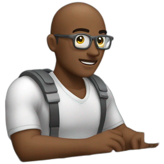 man is working in front of pc emoji