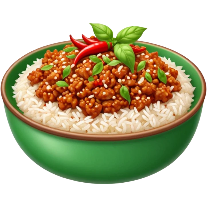 thai chilli minced pork rice with basil leaves  emoji