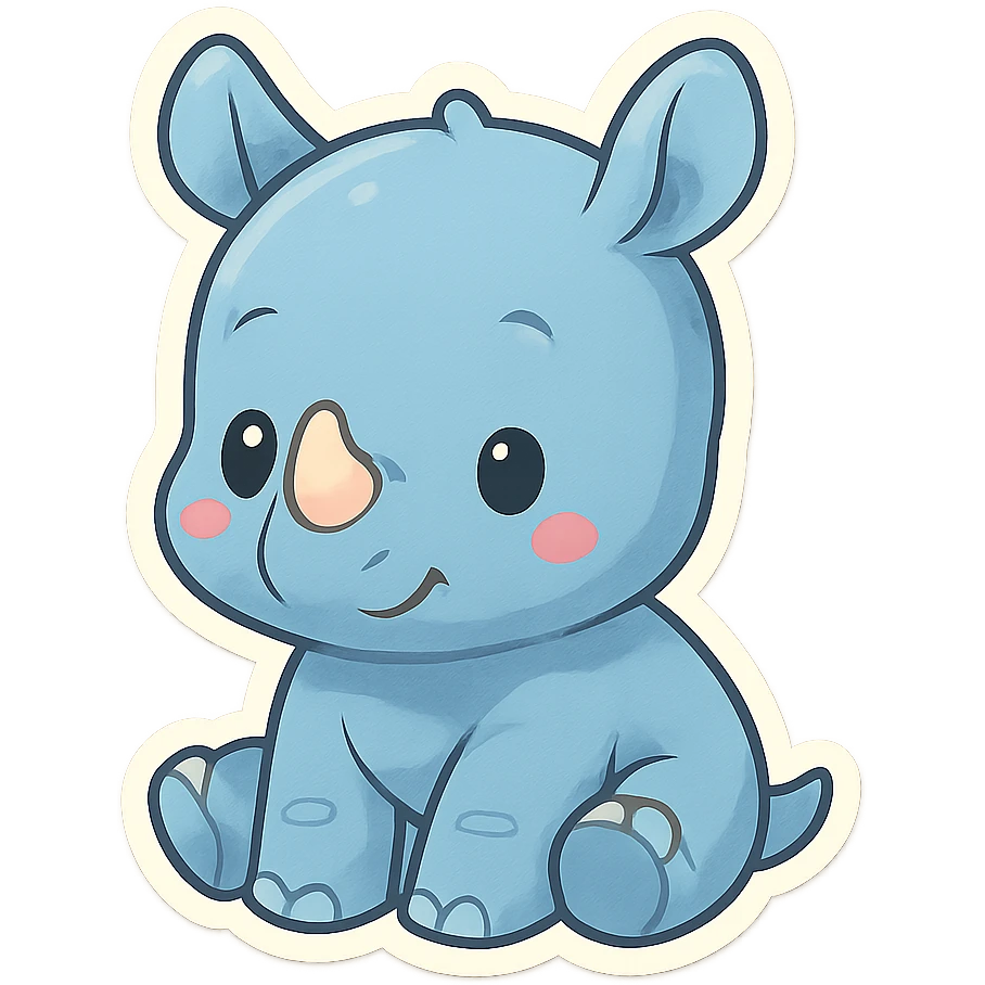 cute blue baby rhinoceros emoji