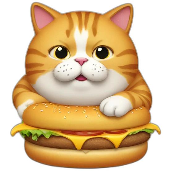 fat cat eating burger emoji