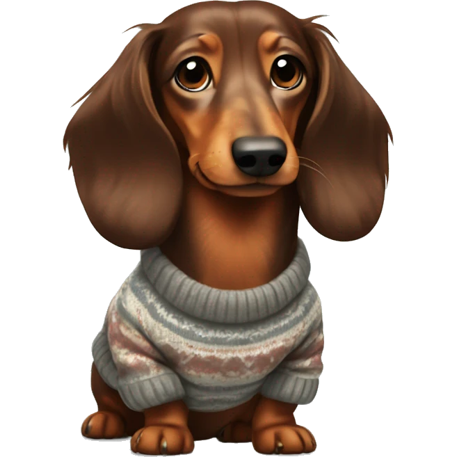 Brown Long-haired dachshund in a sweater emoji