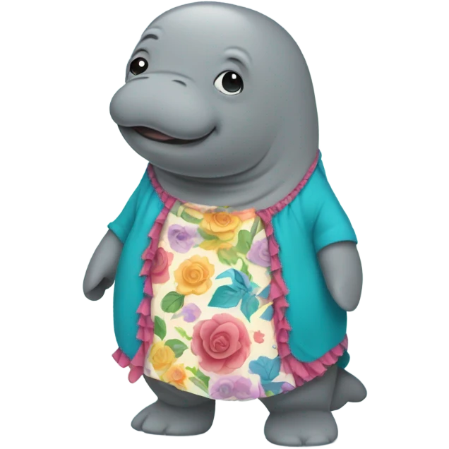 a manatee wearing a dress emoji