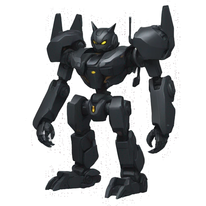 Black cat medabot-mecha full body emoji