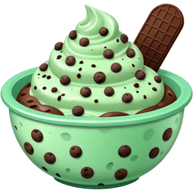 Bowl of mint chocolate chip ice cream  emoji
