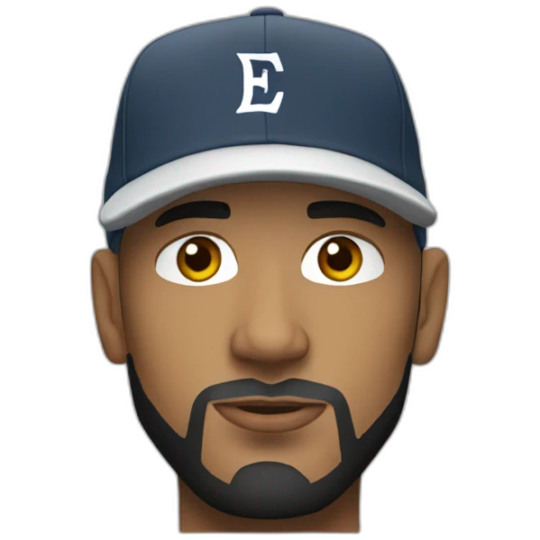 Eminem with beard look & wearing a kangol hat with hoodie cap on emoji