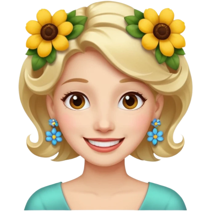 Lady wearing flower earrings


























 emoji