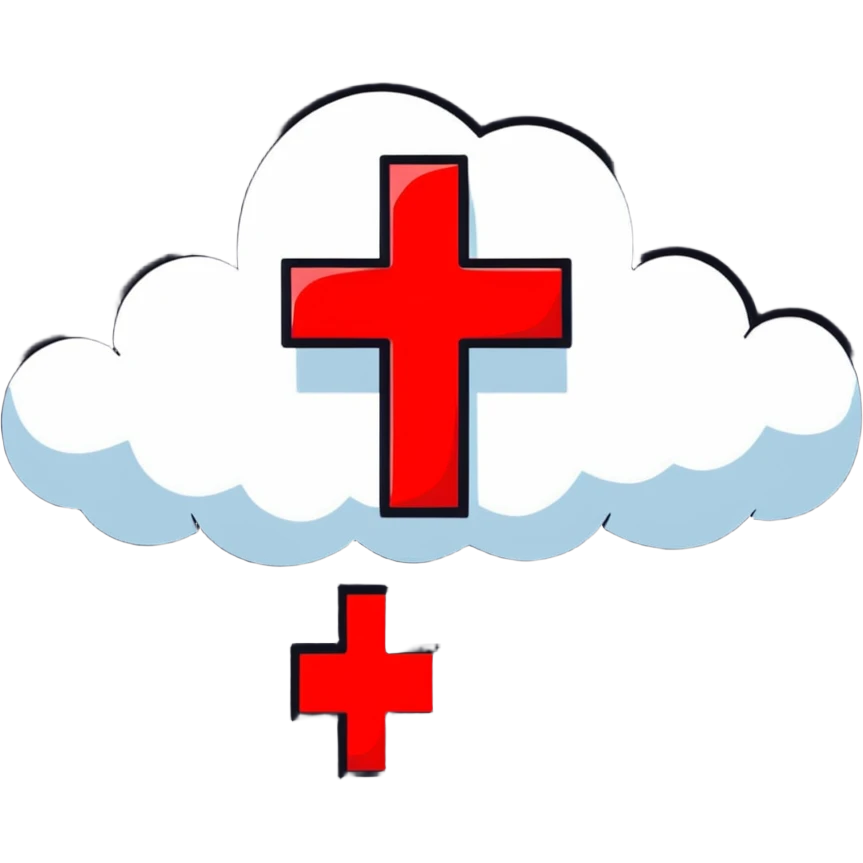 Red Cross fighting against dark negativity cloud emoji