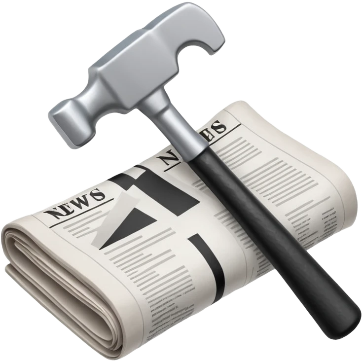 hammer striking newspaper, symbolizing breaking news in metalworking emoji emoji