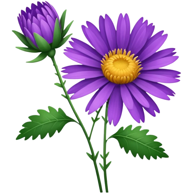 single Aster, straight stem emoji