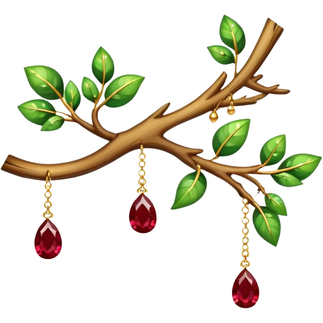 floating branch where earrings hang like enchanted charms emoji