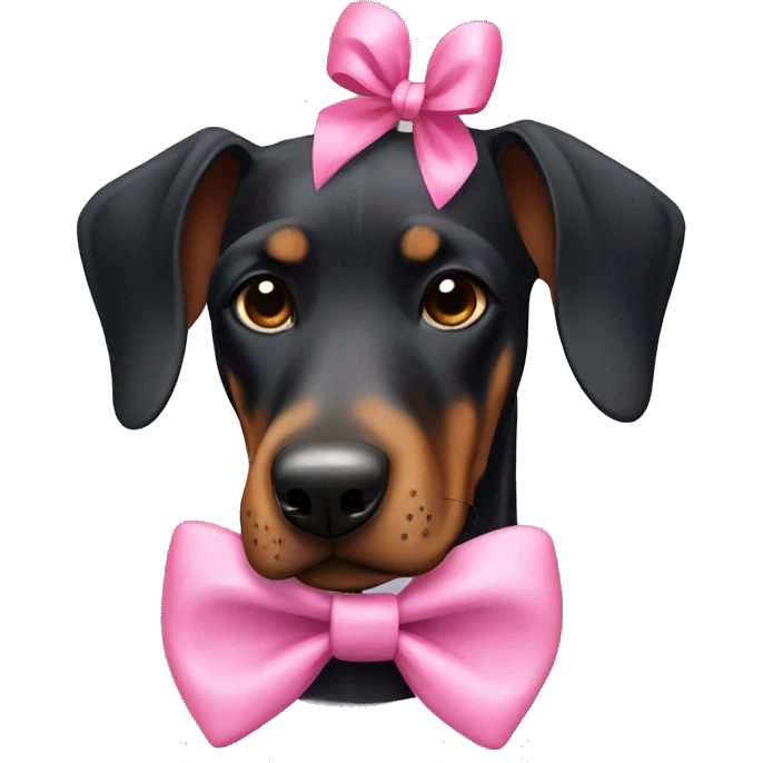 Doberman with pink bow emoji