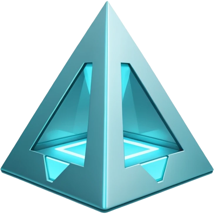 White metallic and cyan-glowing, futuristic pyramid  emoji
