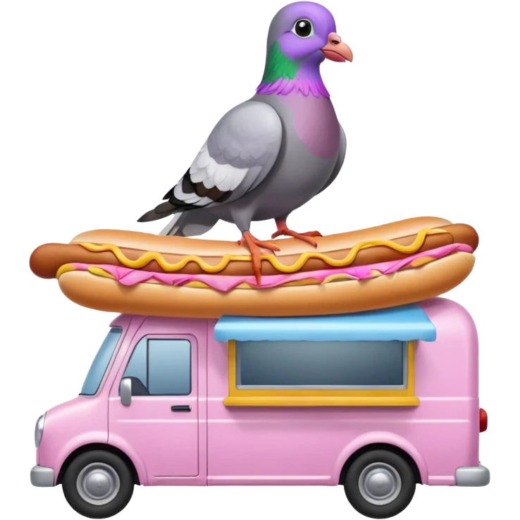Pigeon is in the hot dog Van emoji