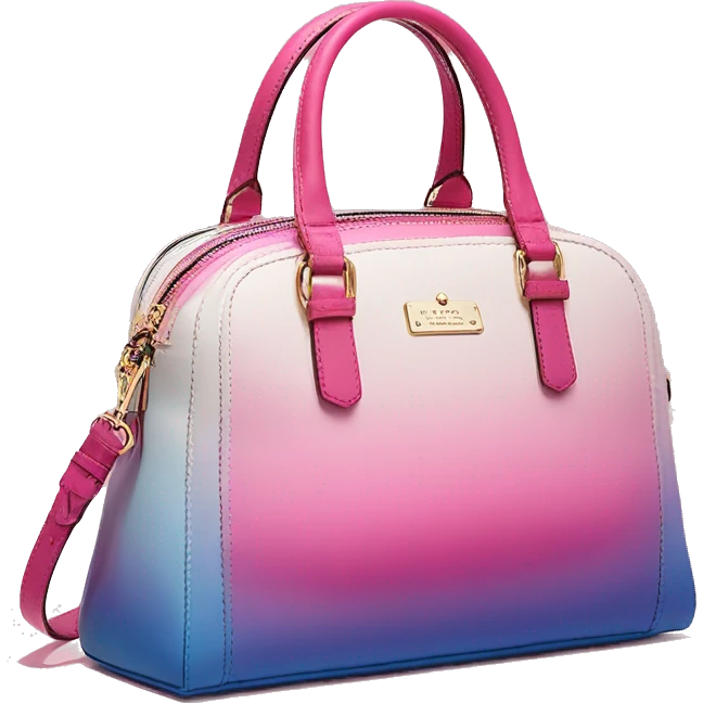 Realistic isolated cotton candy ombre kate spade satchel purse.  emoji